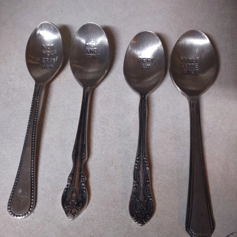 Set Of 4 Personalized Message Coffee Spoons